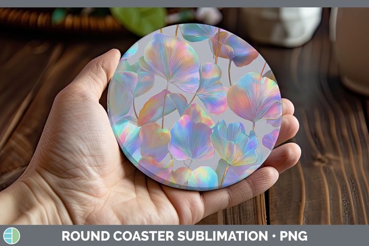 Orchid Flowers 01 Holographic Round Coaster Sublimation Desi