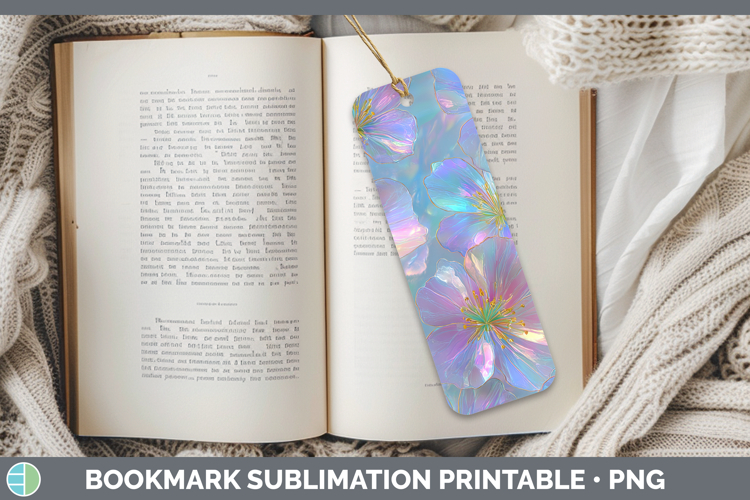 Periwinkle Flowers 01 Holographic Bookmark Sublimation Desig