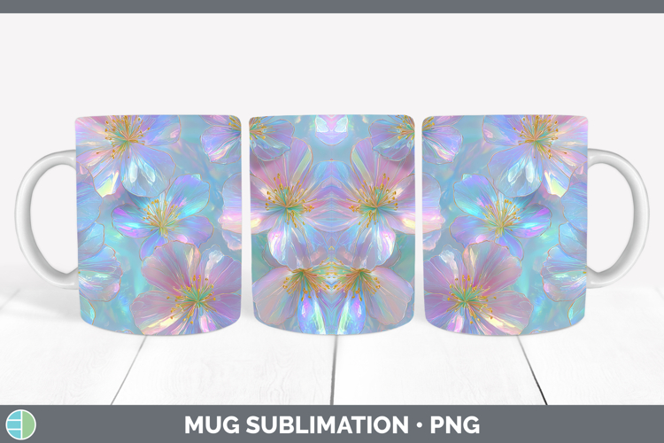 Periwinkle Flowers 01 Holographic Mug Wrap Sublimation Desig