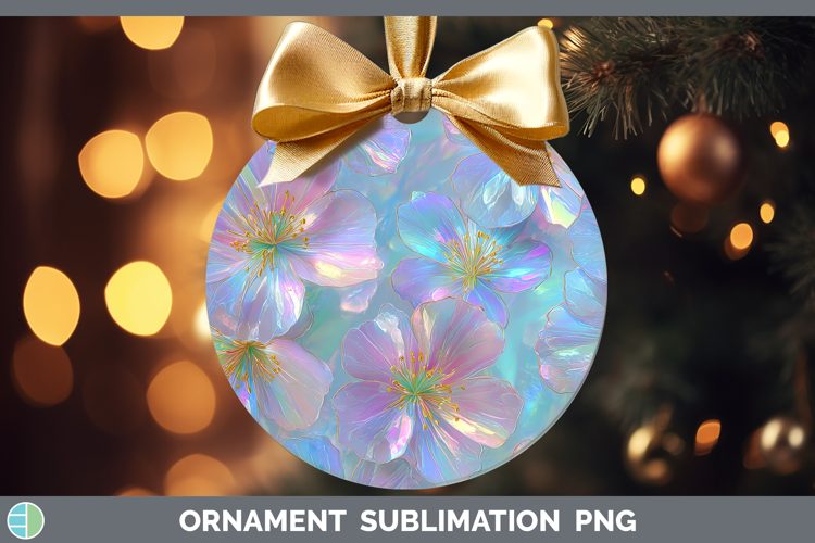 Periwinkle Flowers 01 Holographic Ornament Sublimation Desig
