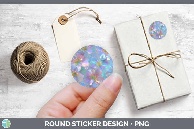 Periwinkle Flowers 01 Holographic Stickers Design