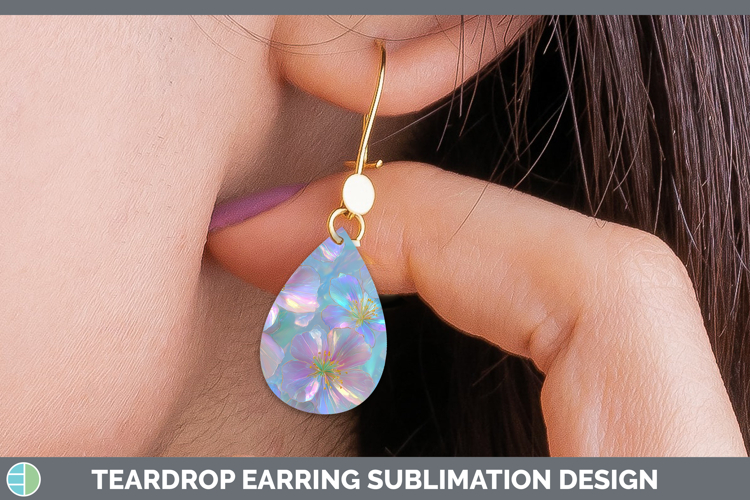 Periwinkle Flowers 01 Holographic Teardrop Earrings Sublimat