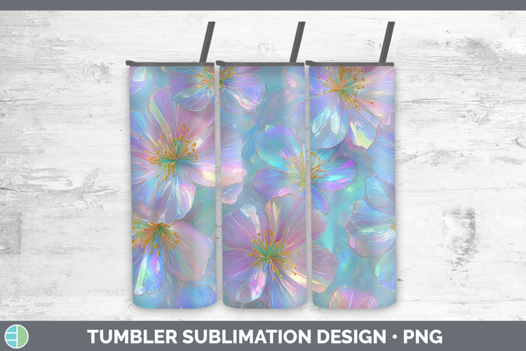 Periwinkle Flowers 01 Holographic Tumbler Sublimation Design