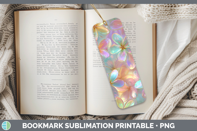 Plumeria Flowers 01 Holographic Bookmark Sublimation Design