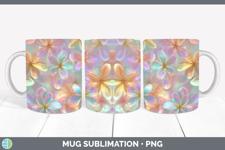 Plumeria Flowers 01 Holographic Mug Wrap Sublimation Design