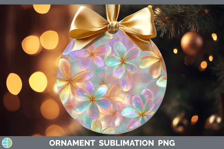Plumeria Flowers 01 Holographic Ornament Sublimation Design