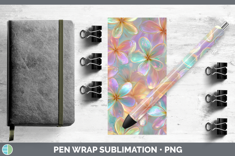 Plumeria Flowers 01 Holographic Pen Wrap Sublimation Design