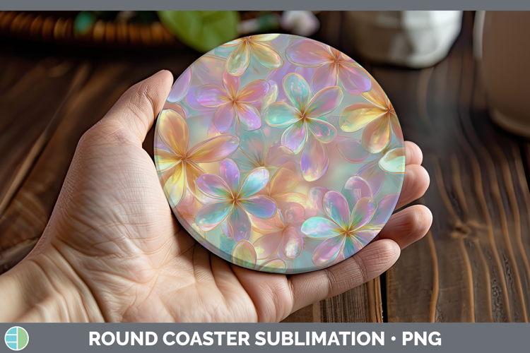 Plumeria Flowers 01 Holographic Round Coaster Sublimation De