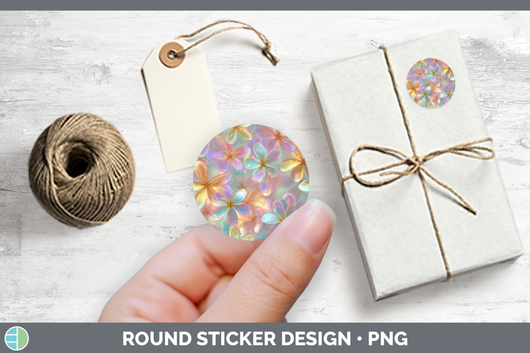 Plumeria Flowers 01 Holographic Stickers Design
