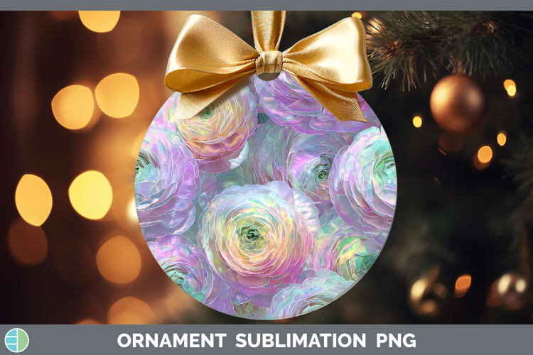Ranunculus Flowers 01 Holographic Ornament Sublimation Desig