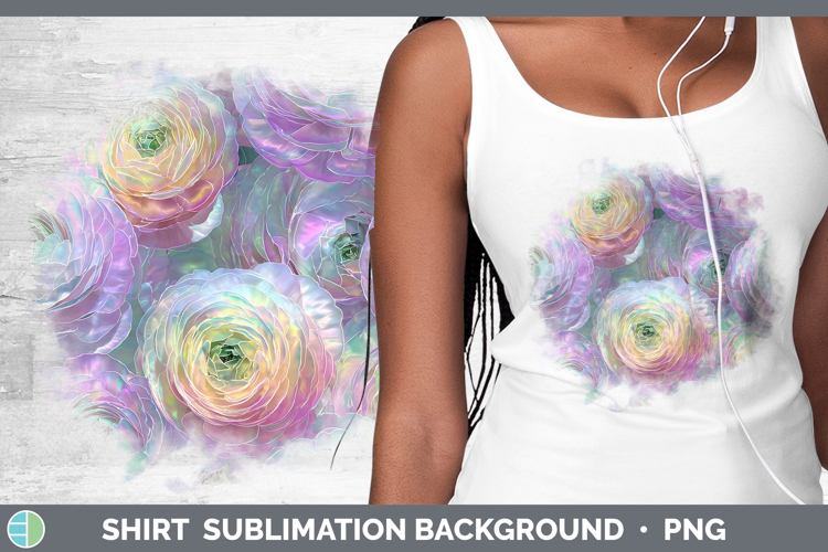 Ranunculus Flowers 01 Holographic Shirt Sublimation Design