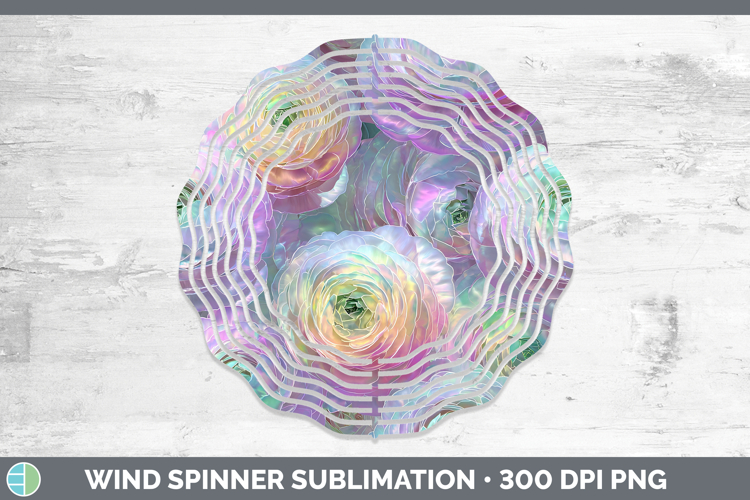 Ranunculus Flowers 01 Holographic Wind Spinner Sublimation D