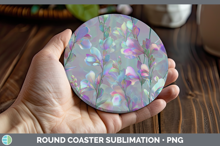 Snapdragon Flowers 01 Holographic Round Coaster Sublimation