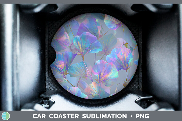 GorgeousFlowers 01 Holographic Car Coaster design.