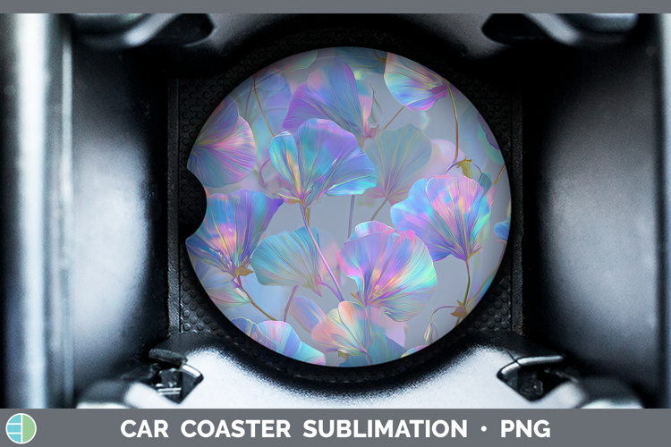 Sweet Pea Flowers 01 Holographic Car Coaster Sublimation Des