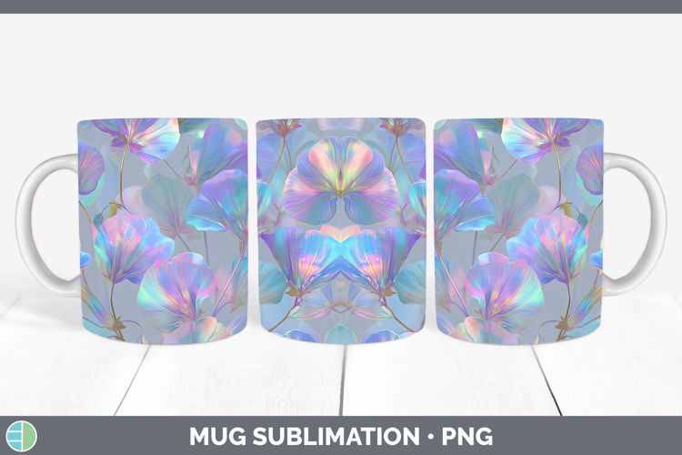 Sweet Pea Flowers 01 Holographic Mug Wrap Sublimation Design