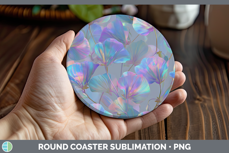 Sweet Pea Flowers 01 Holographic Round Coaster Sublimation D