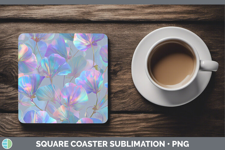 GorgeousFlowers 01 Holographic Square Coaster design.