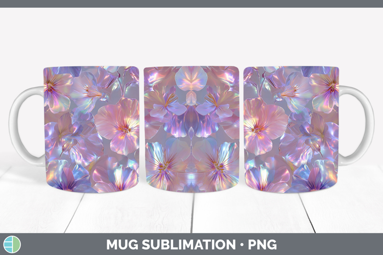 Violet Flowers 01 Holographic Mug Wrap Sublimation Design