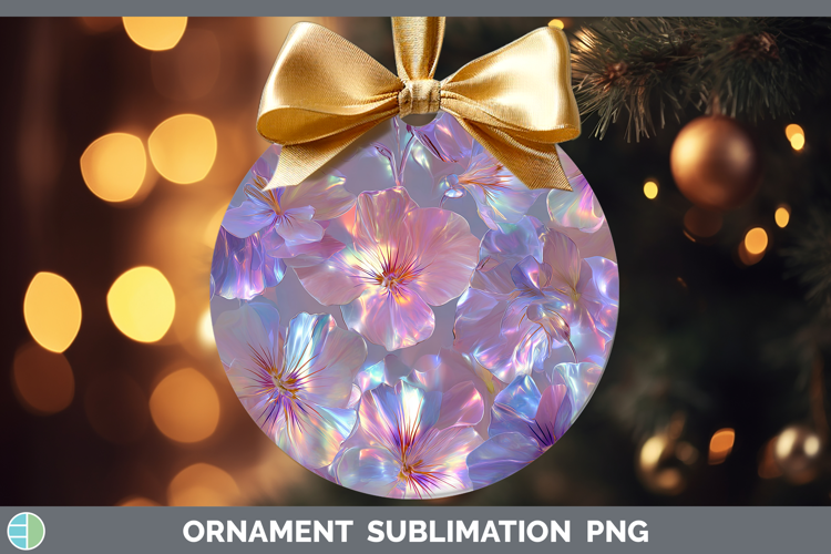 Violet Flowers 01 Holographic Ornament Sublimation Design