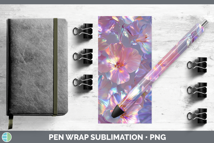 Violet Flowers 01 Holographic Pen Wrap Sublimation Design