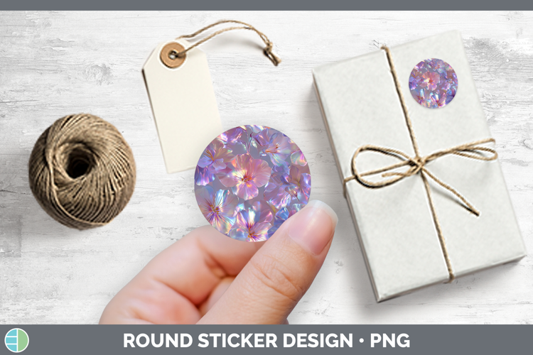 Violet Flowers 01 Holographic Stickers Design