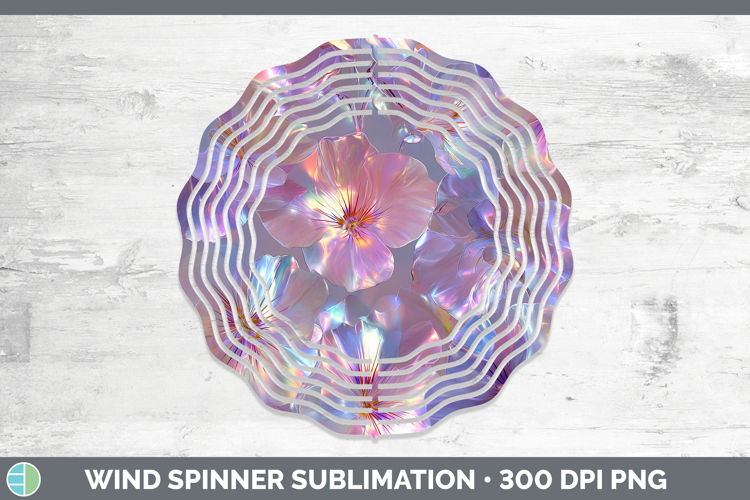 Violet Flowers 01 Holographic Wind Spinner Sublimation Desig