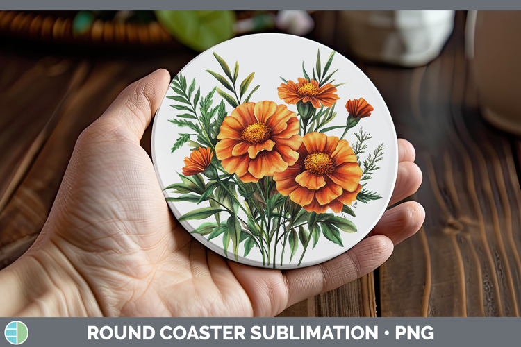Flowers 01 Marigold Round Coaster Sublimation Coaster Design