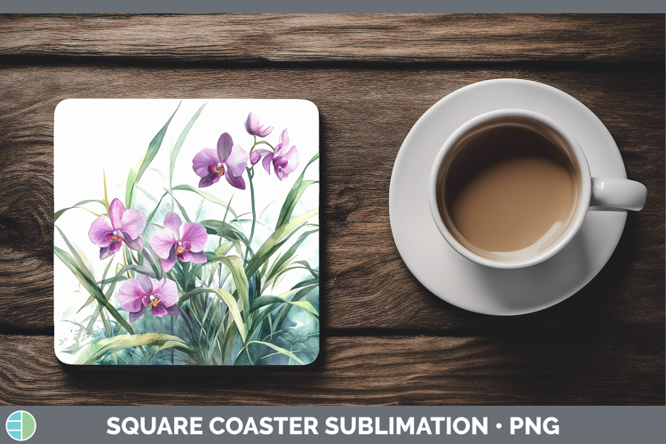 Flowers 01 Orchid Square Coaster Sublimation Coaster Designs