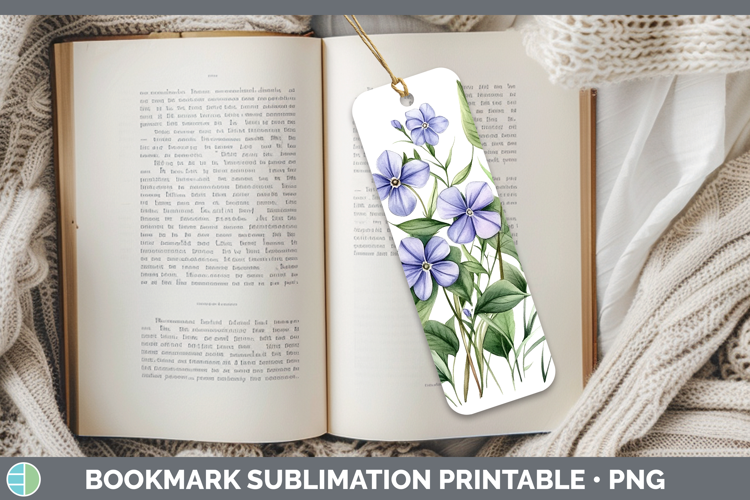 Flowers 01 Periwinkle Bookmark Sublimation Printable Designs