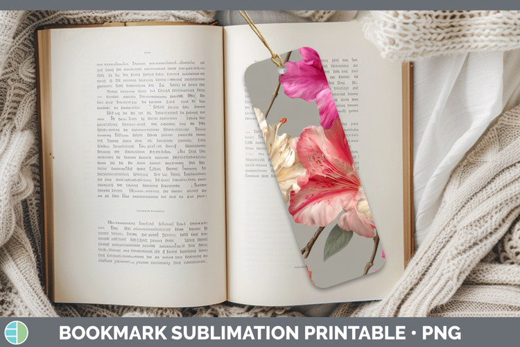 Azalea Bookmark Flowers 01 Pretty Sublimation Printable Desi