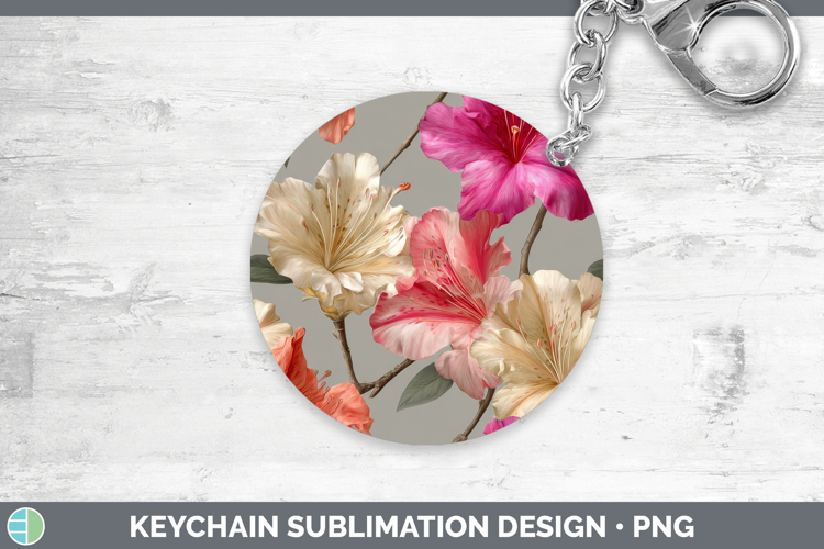 Azalea Keychain Flowers 01 Pretty Sublimation Keyring Design