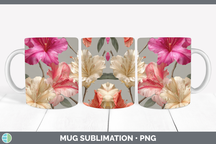 Azalea Mug Wrap Flowers 01 Pretty Sublimation Coffee Cup Des