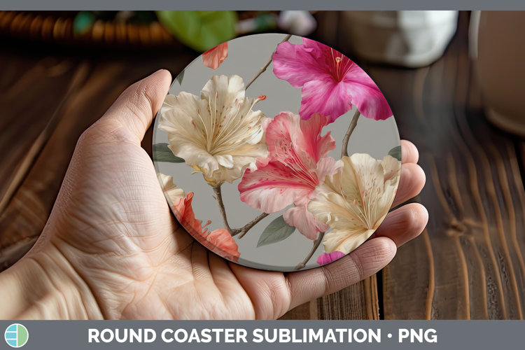 Azalea Round Coaster Flowers 01 Pretty Sublimation Coaster D