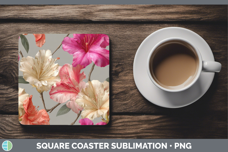 Azalea Square Coaster Flowers 01 Pretty Sublimation Coaster