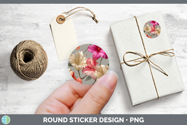 Flowers 01 Pretty Azalea Stickers | Round Labels Designs
