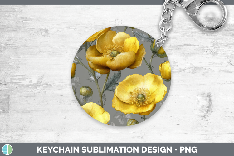 Buttercup Keychain Flowers 01 Pretty Sublimation Keyring Des