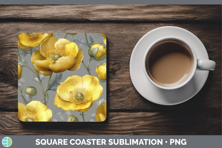 Buttercup Square Coaster Flowers 01 Pretty Sublimation Coast