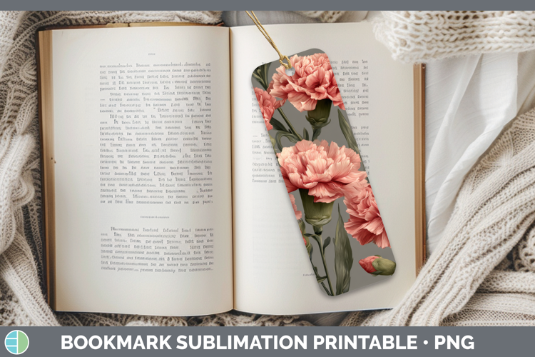 Carnation Bookmark Flowers 01 Pretty Sublimation Printable D