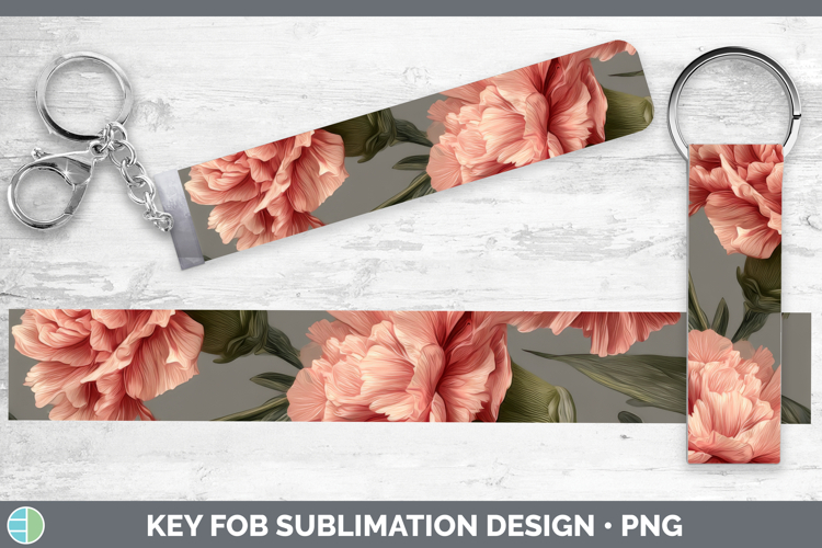 Carnation Key Fob Flowers 01 Pretty Sublimation Wristlet Des