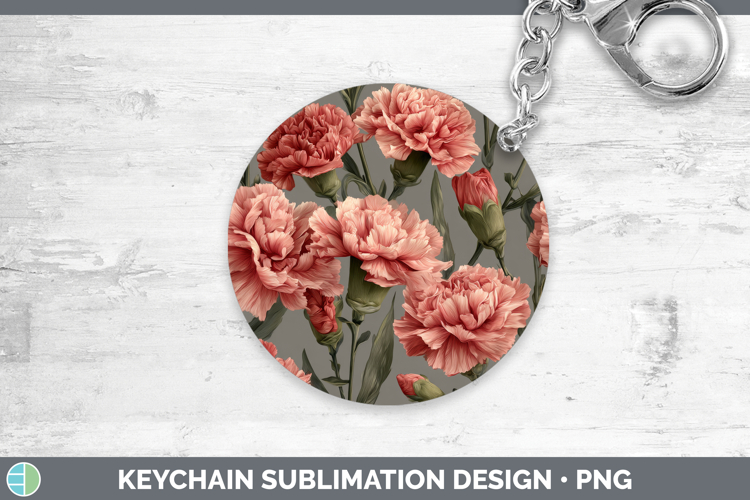 Carnation Keychain Flowers 01 Pretty Sublimation Keyring Des