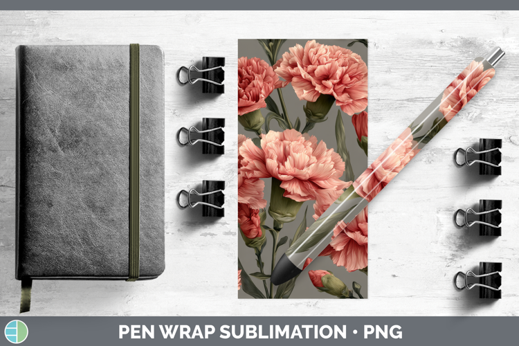 Carnation Pen Wrap Flowers 01 Pretty Sublimation Pen Designs