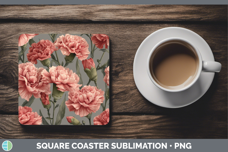 Carnation Square Coaster Flowers 01 Pretty Sublimation Coast