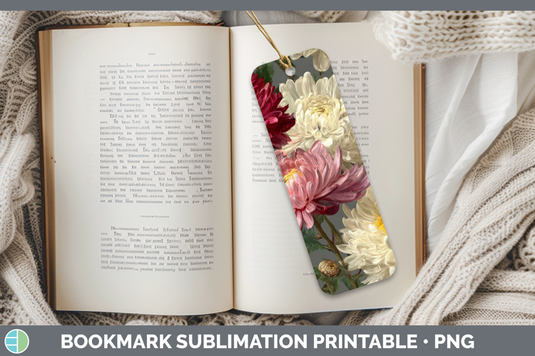 Chrysanthemum Bookmark Flowers 01 Pretty Sublimation Printab
