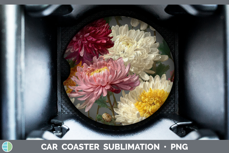 Chrysanthemum Car Coaster Flowers 01 Pretty Sublimation Des