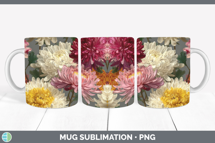 Chrysanthemum Mug Wrap Flowers 01 Pretty Sublimation Coffee