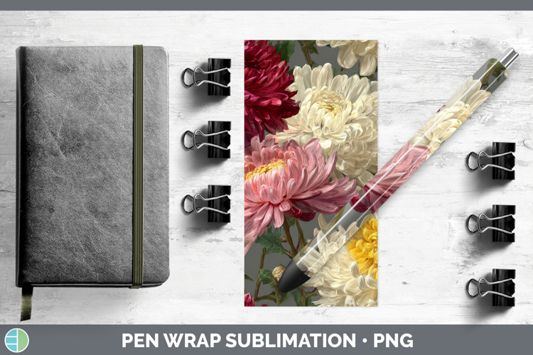 Chrysanthemum Pen Wrap Flowers 01 Pretty Sublimation Pen Des