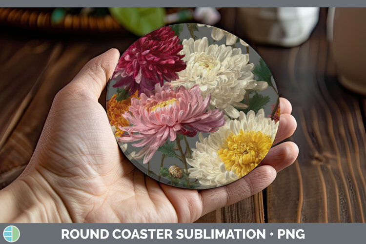 GorgeousFlowers 01 Pretty Round Coaster design.