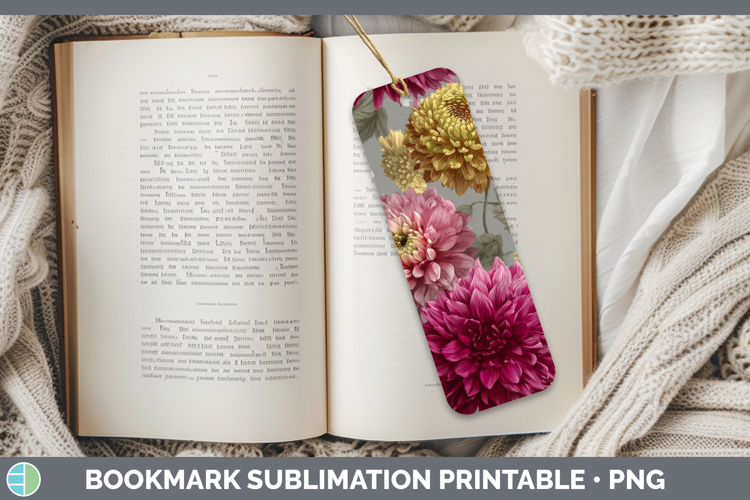 Dahlia Bookmark Flowers 01 Pretty Sublimation Printable Desi