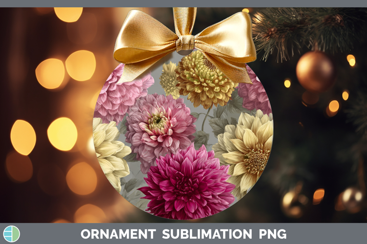 Dahlia Ornament Flowers 01 Pretty Sublimation Bauble Designs